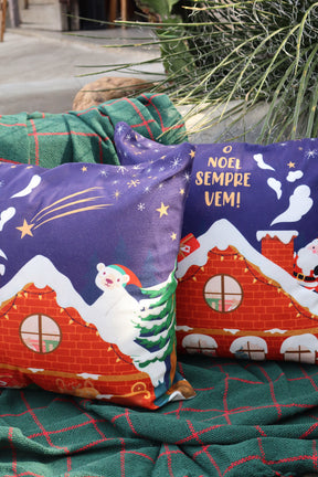 Capa de Almofada Decorativa Dupla Face Natal O Noel Sempre Vem