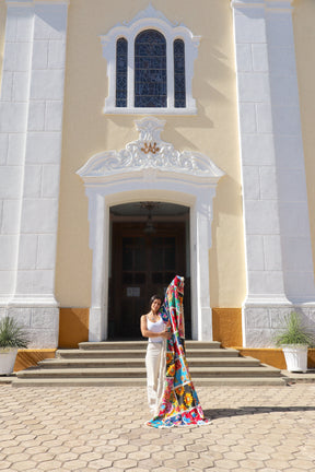 Colcha Solteiro Retalho Chita Bainha 1,40x2,20m