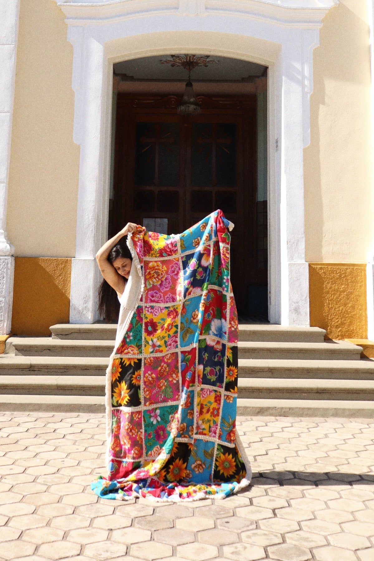 Colcha Solteiro Retalho Chita Bainha 1,40x2,20m