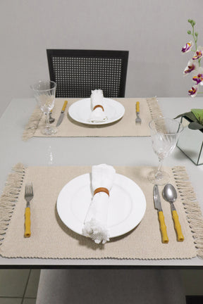 Par Lugar Americano Linha com Fio Lurex Bege
