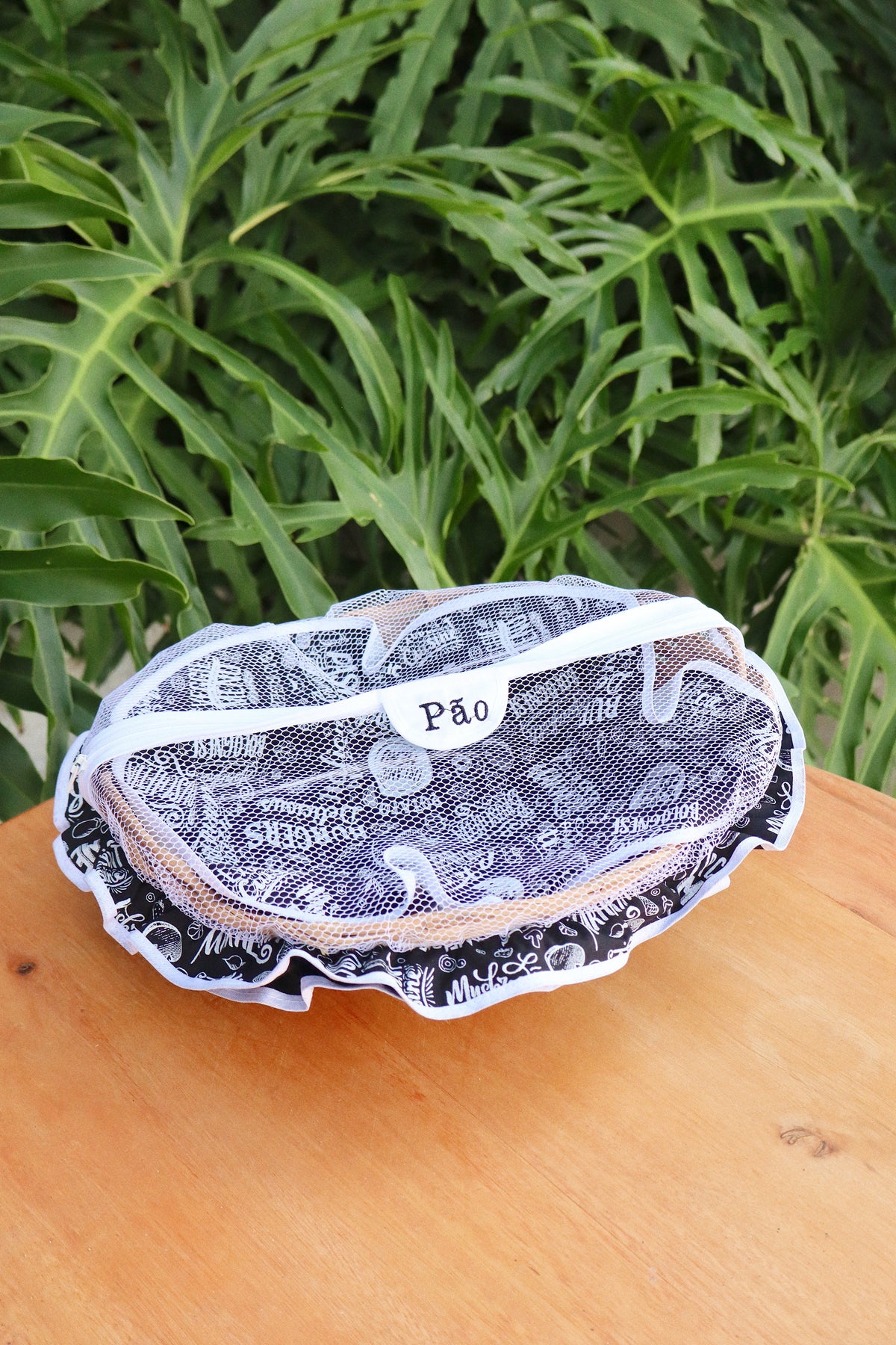 Cesta Porta Pão Bambu com Zíper Burgers Preta