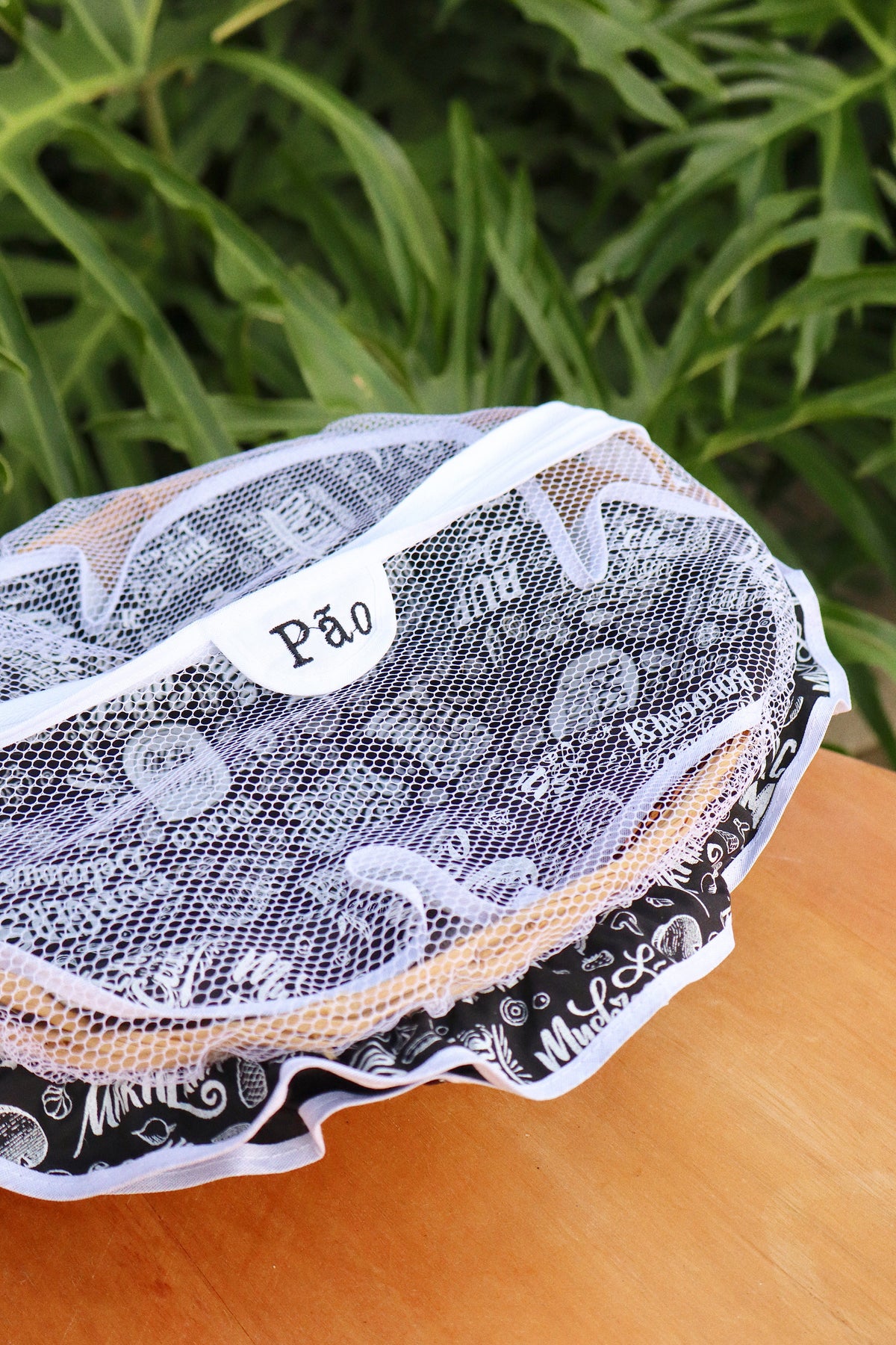 Cesta Porta Pão Bambu com Zíper Burgers Preta