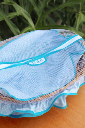 Cesta Porta Pão Bambu com Zíper Poá Azul Claro