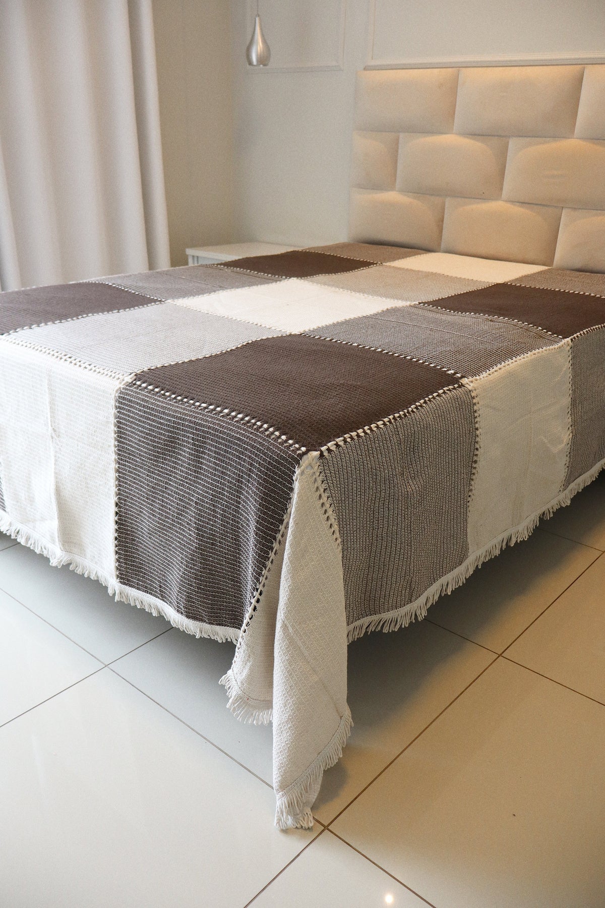 Colcha Casal Bainha Aberta Marrom 2,10x2,40m
