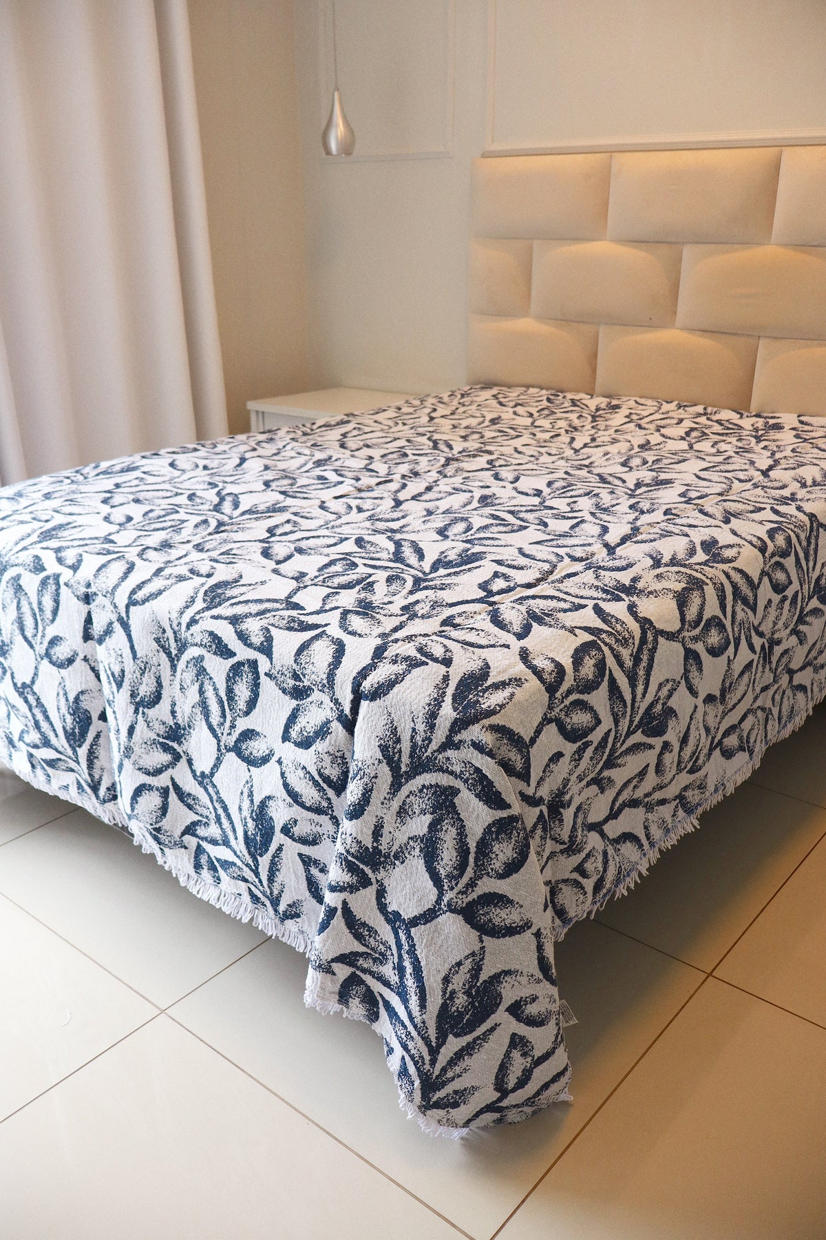 Colcha Casal Galhos Dupla Face Azul 2,10x2,40m