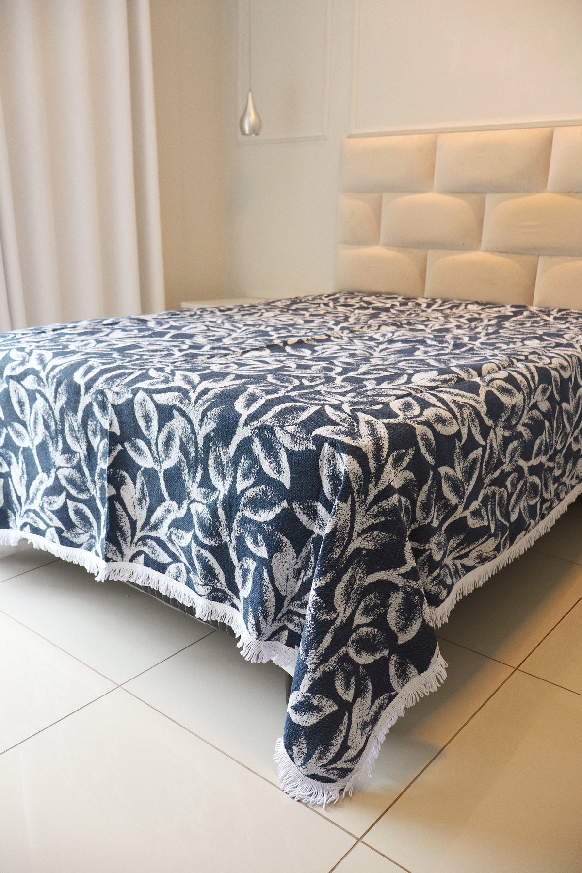 Colcha Casal Galhos Dupla Face Azul 2,10x2,40m