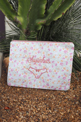 Necessaire Porta Calcinha Limpinha Sujinha G Flores Claro