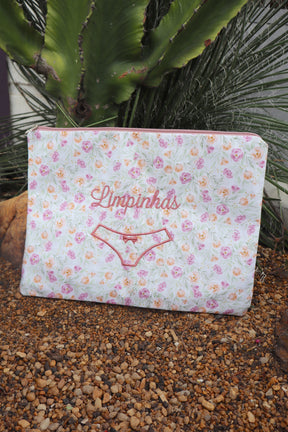 Necessaire Porta Calcinha Limpinha Sujinha G Flores Claro