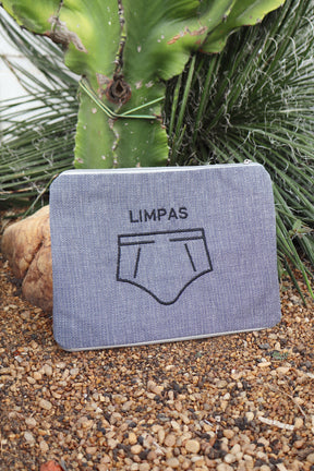 Necessaire Porta Cueca Limpinha Sujinha P Cinza