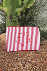 Necessaire Porta Cueca Limpinha Sujinha P Listrada Vermelha