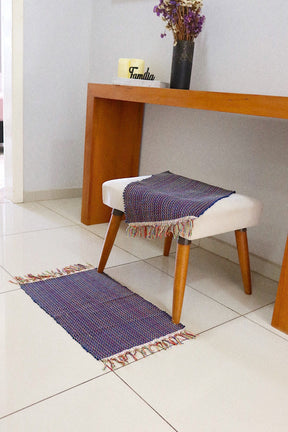 Par Tapete Malha Algodão Mini Liso Azul Marinho