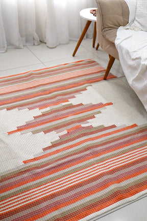 Tapete de Bico Linha Trabalhado Colorido Laranja 1,50x1,50m