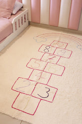 Tapete Algodão Bordado Amarelinha Rosa 1,50x2,00m