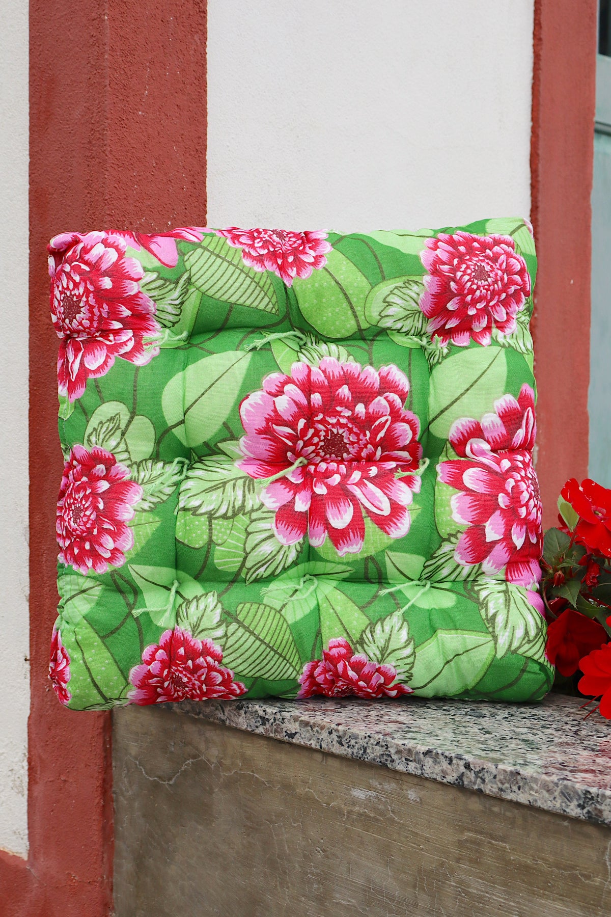 Assento Futon Almofada Cadeira Chita Verde