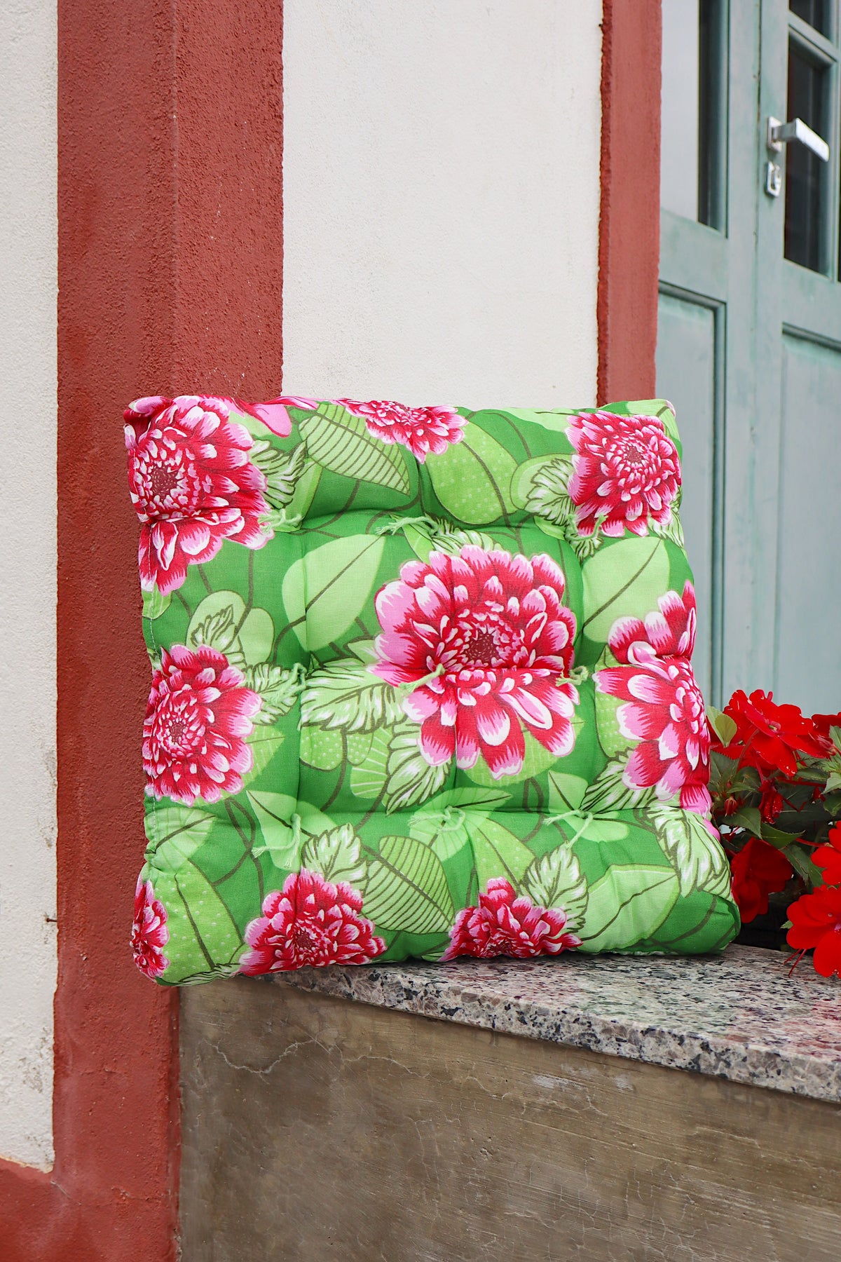 Assento Futon Almofada Cadeira Chita Verde