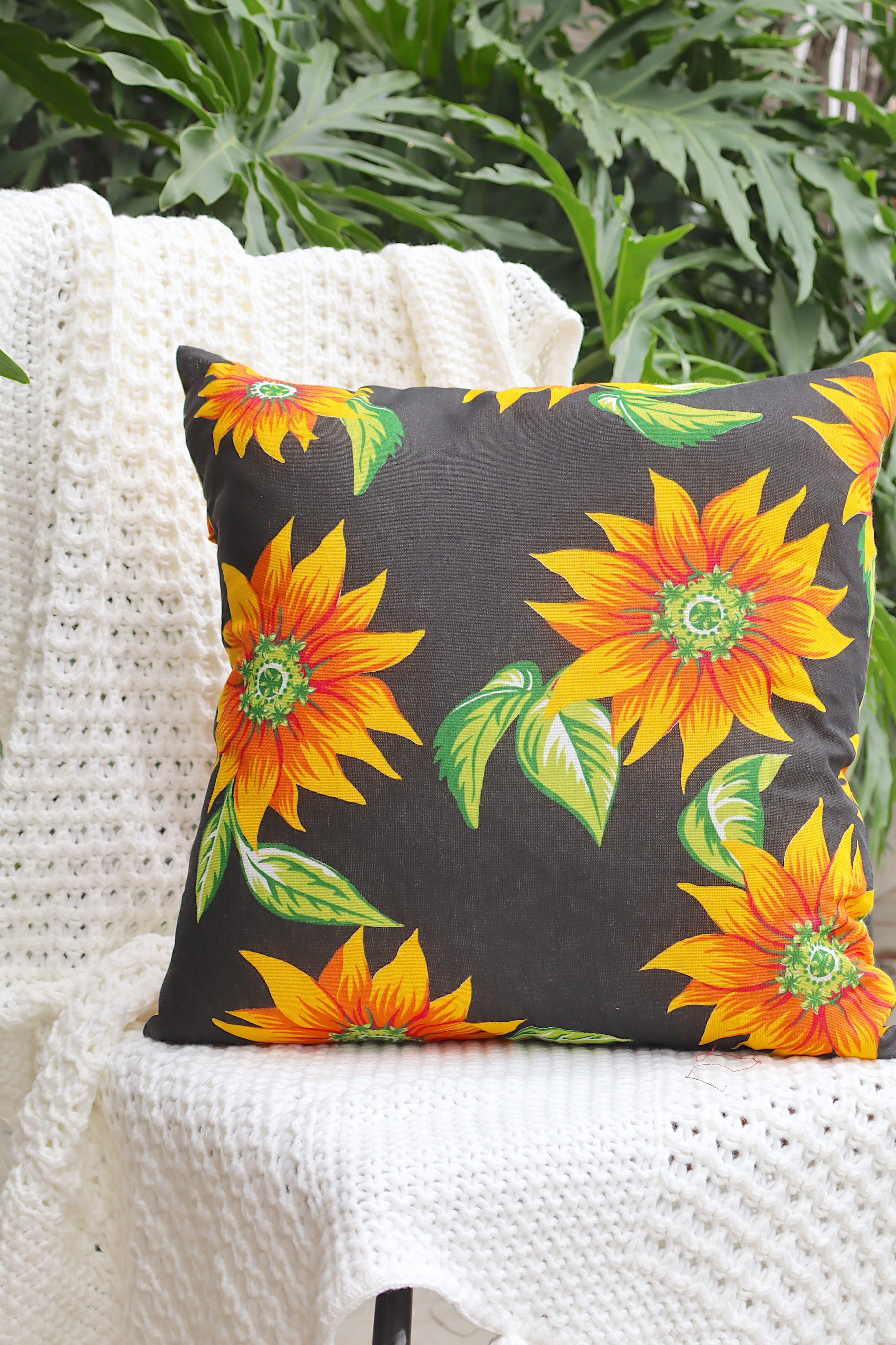 Capa de Almofada Chita Preta 45x45