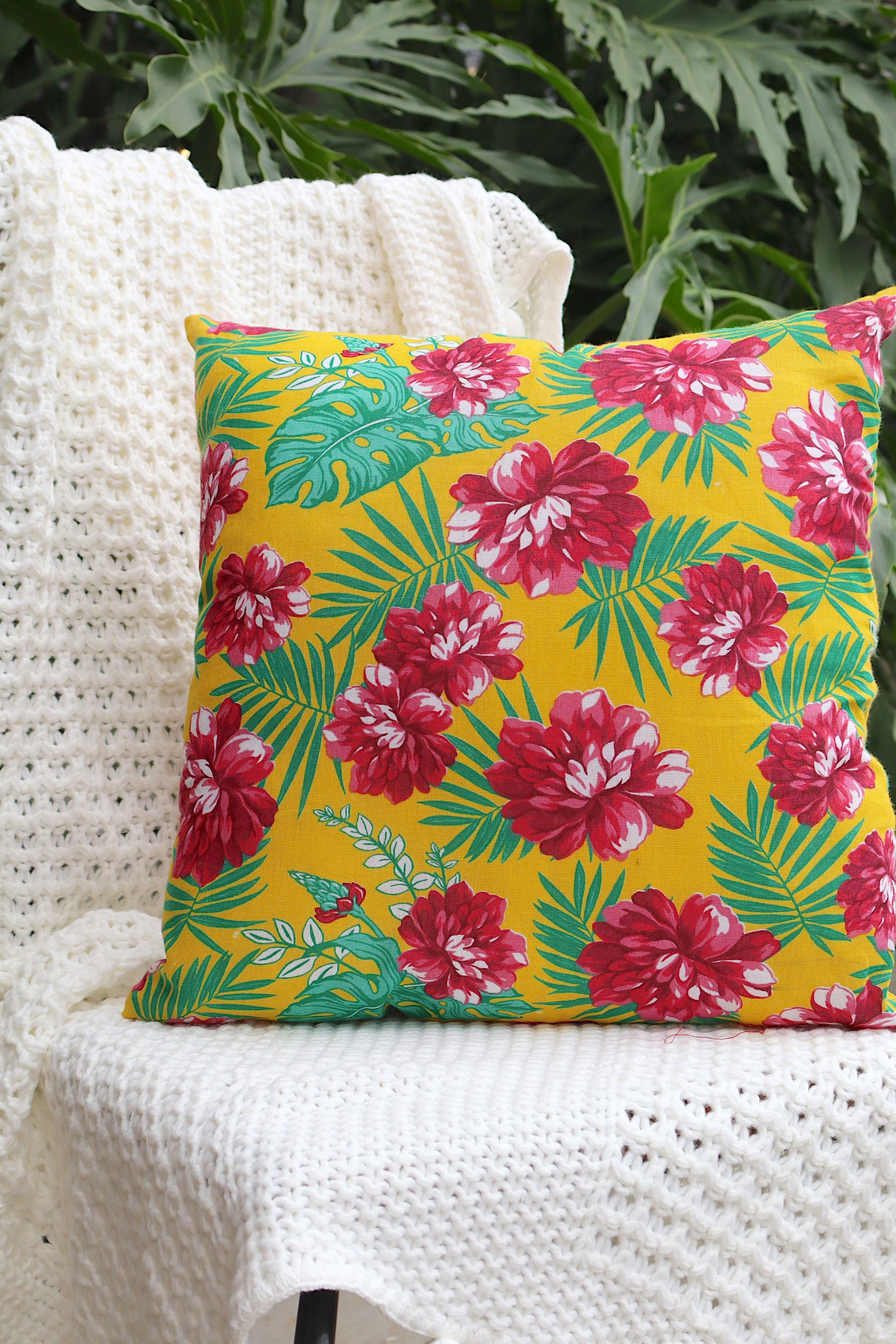 Capa de Almofada Chita Amarela 45x45