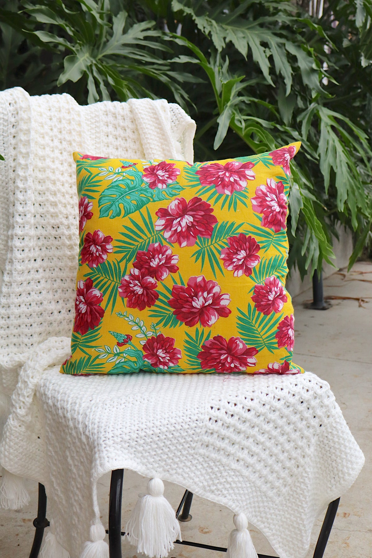Capa de Almofada Chita Amarela 65x65