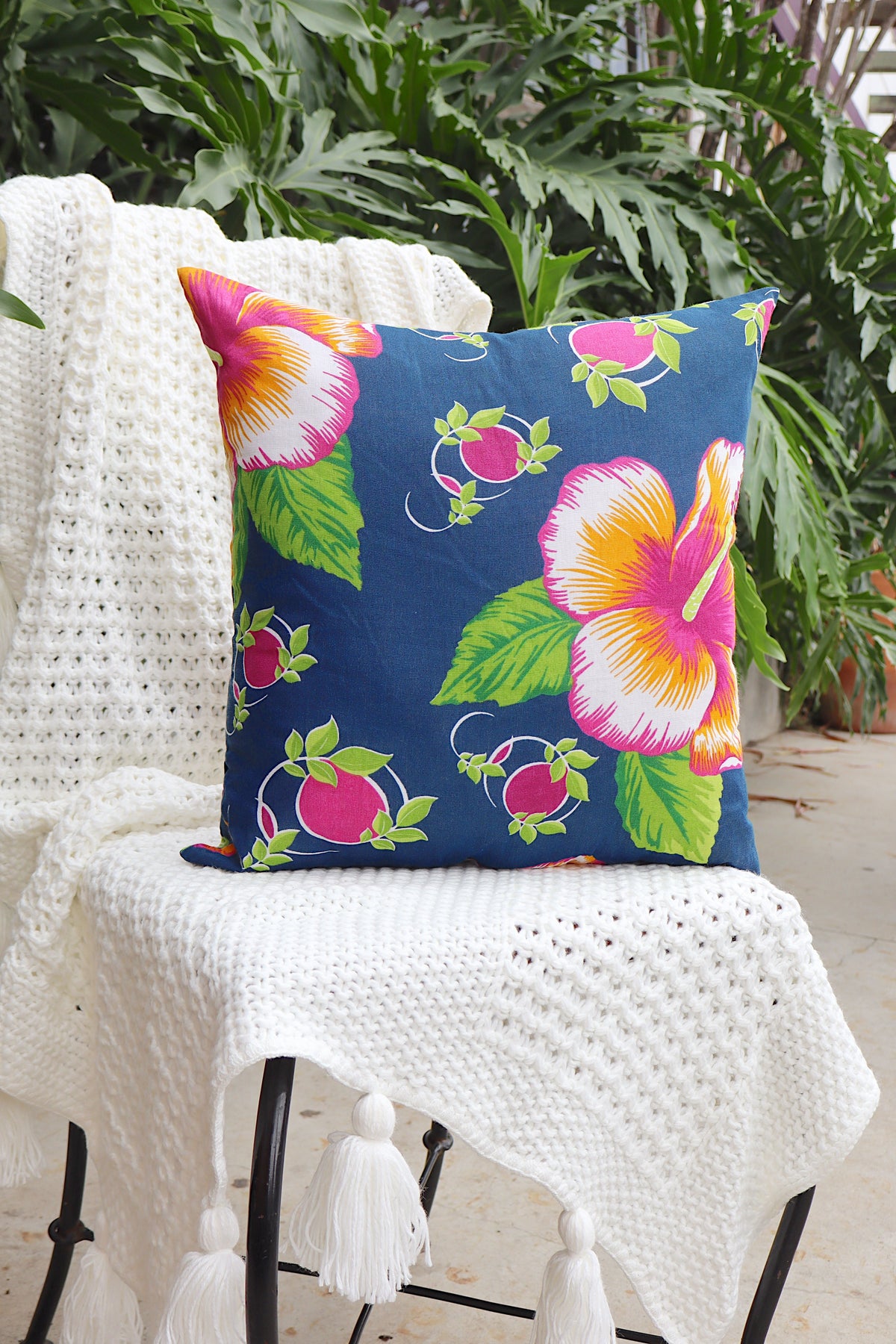 Capa de Almofada Chita Azul Escuro 65x65