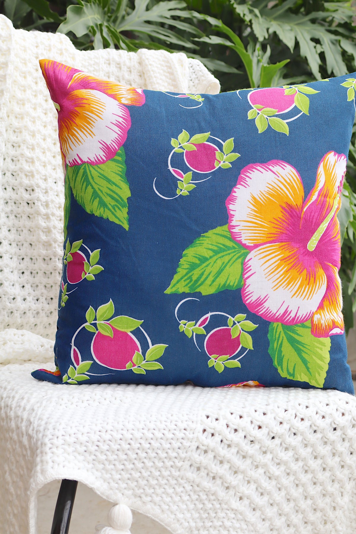 Capa de Almofada Chita Azul Escuro 45x45