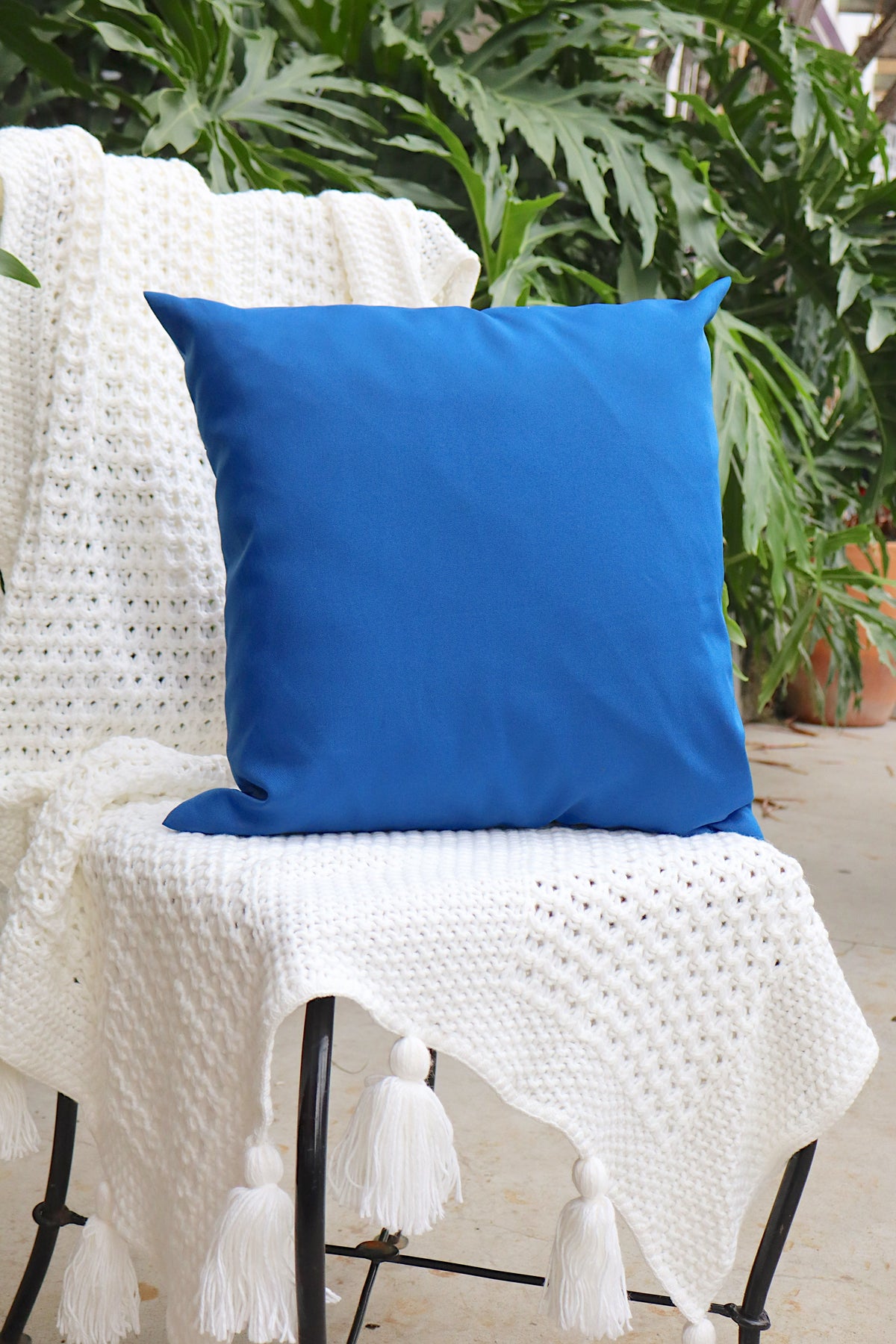 Capa de Almofada Oxford Lisa Azul 65x65