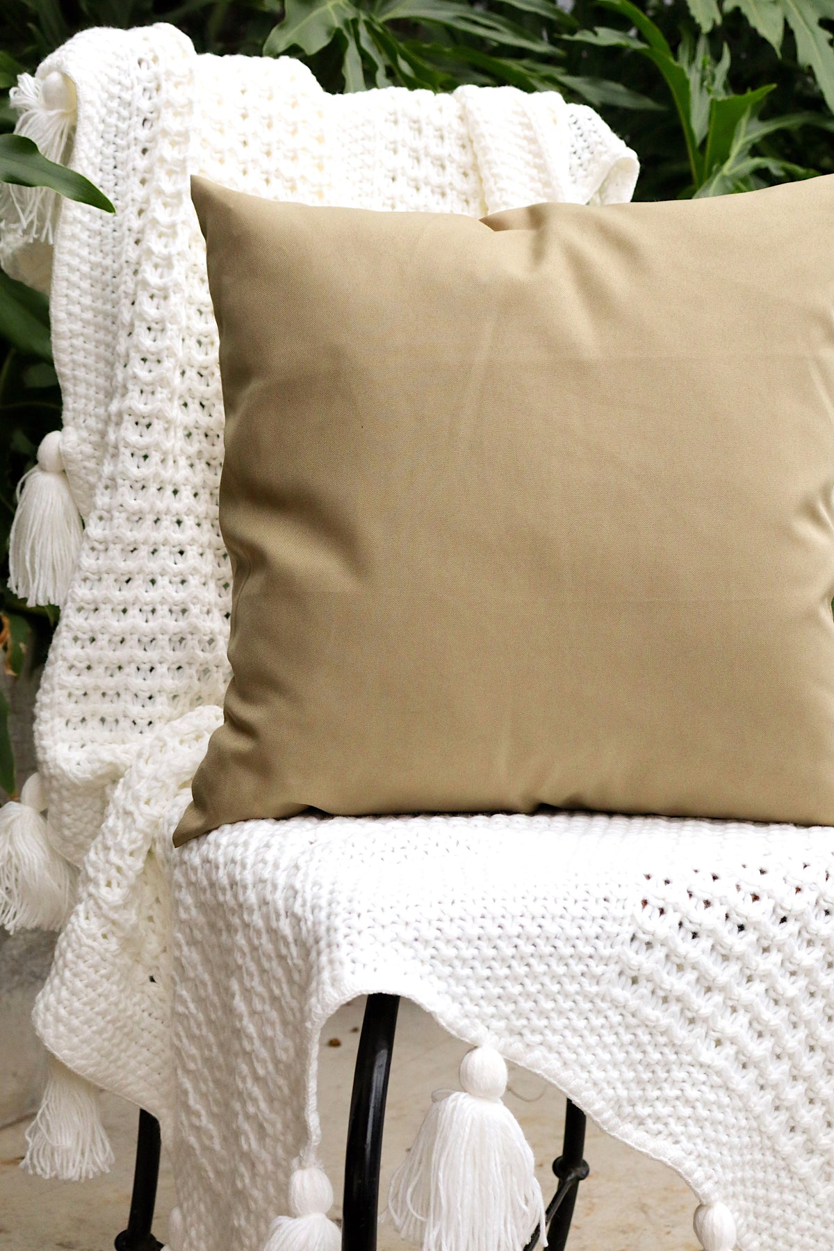 Capa de Almofada Oxford Lisa Bege 65x65