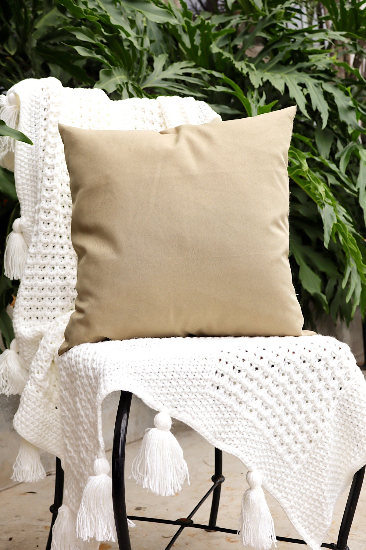 Capa de Almofada Oxford Lisa Bege 65x65