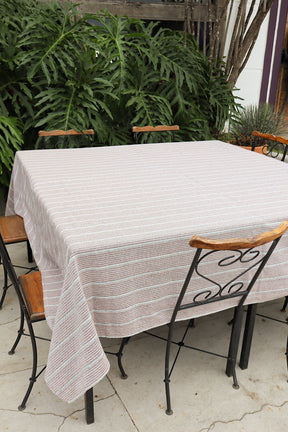 Toalha de Mesa Quadrada Mesa 8 Lugares 2,40x2,40m Listrada Mesclada Nude