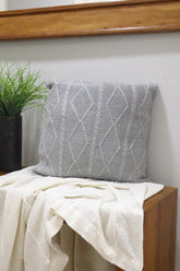 Capa de Almofada Decorativa Trico Cinza Claro 45x45cm