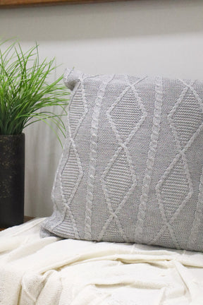 Capa de Almofada Decorativa Trico Cinza Claro 45x45cm