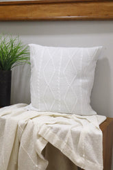 Capa de Almofada Decorativa Trico Branca 45x45cm