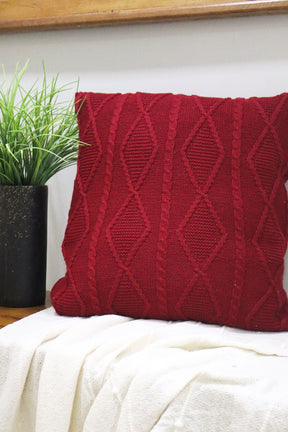 Capa de Almofada Decorativa Trico Vermelha 45x45cm