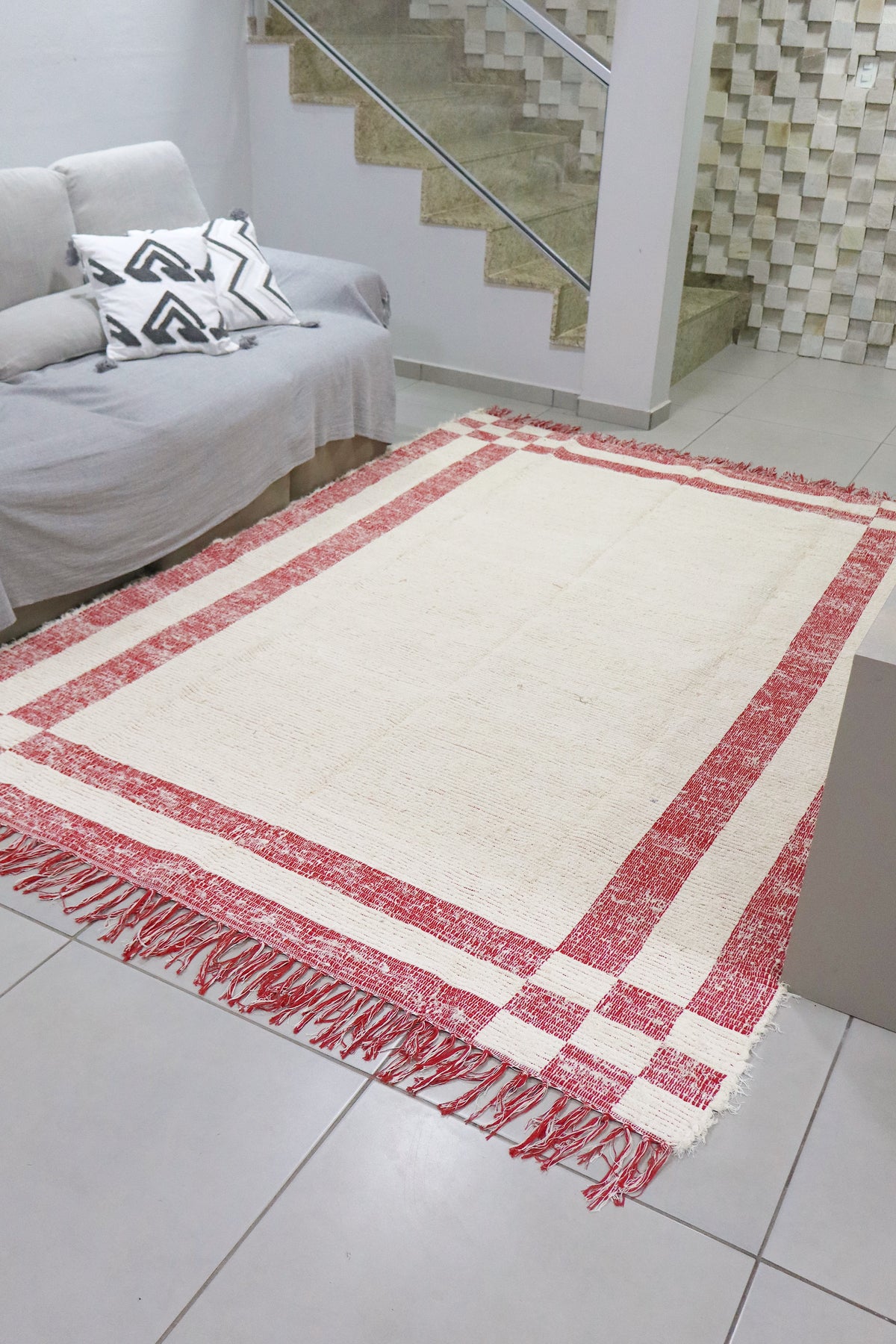 Tapete Algodão Felpudo Dupla Face Vermelho 2,00x2,50m