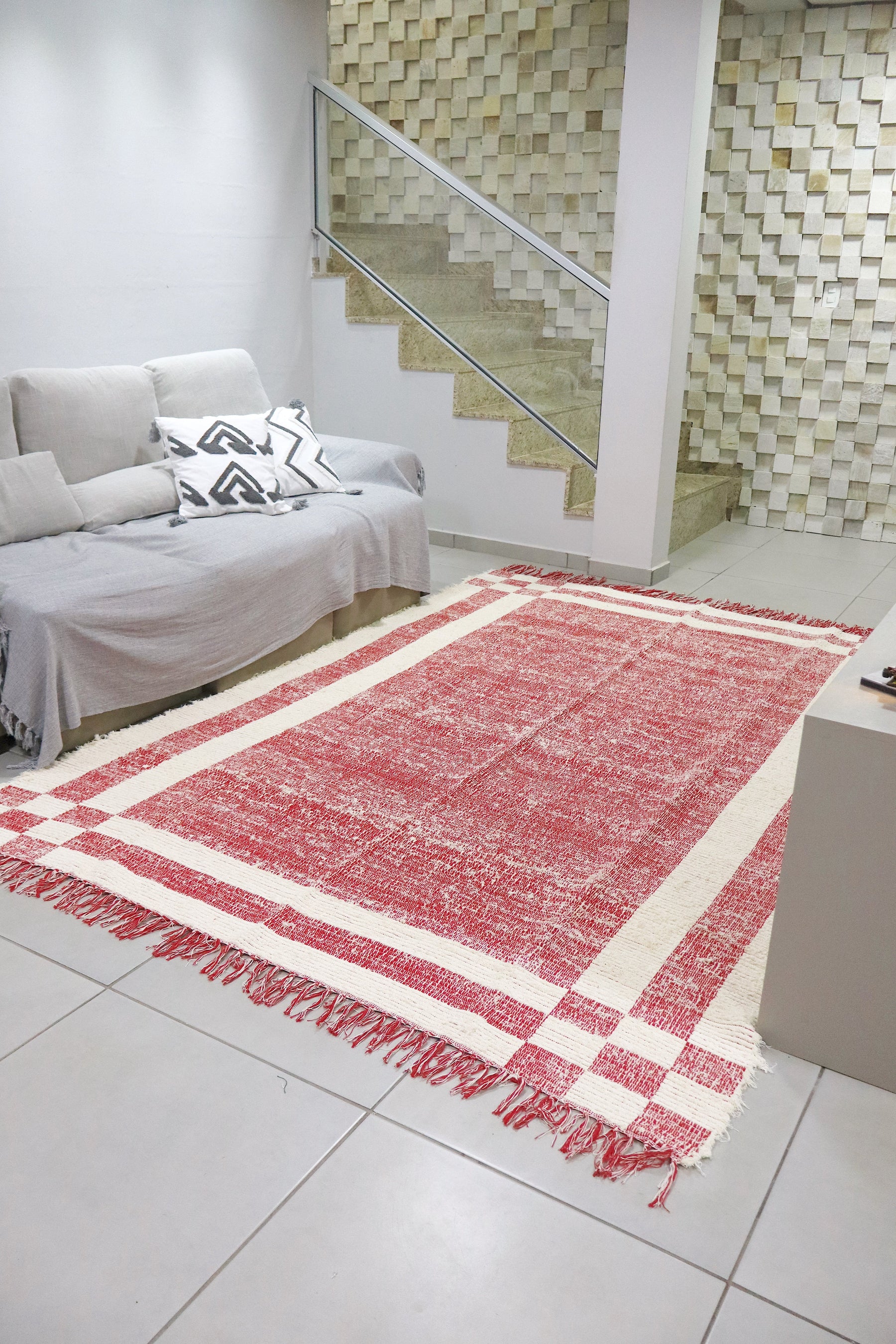 Tapete Algodão Felpudo Dupla Face Vermelho 2,00x2,50m