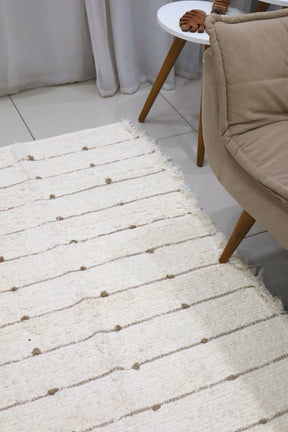 Tapete Algodão Puxadinho Pompom Café com Leite 1,50x2,00m