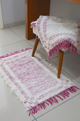 Tapete Algodão Felpudo Dupla Face Rosa 50x80cm