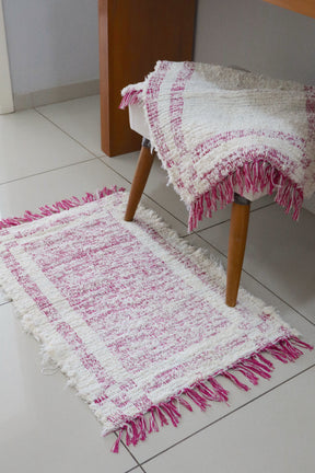 Tapete Algodão Felpudo Dupla Face Rosa 50x80cm