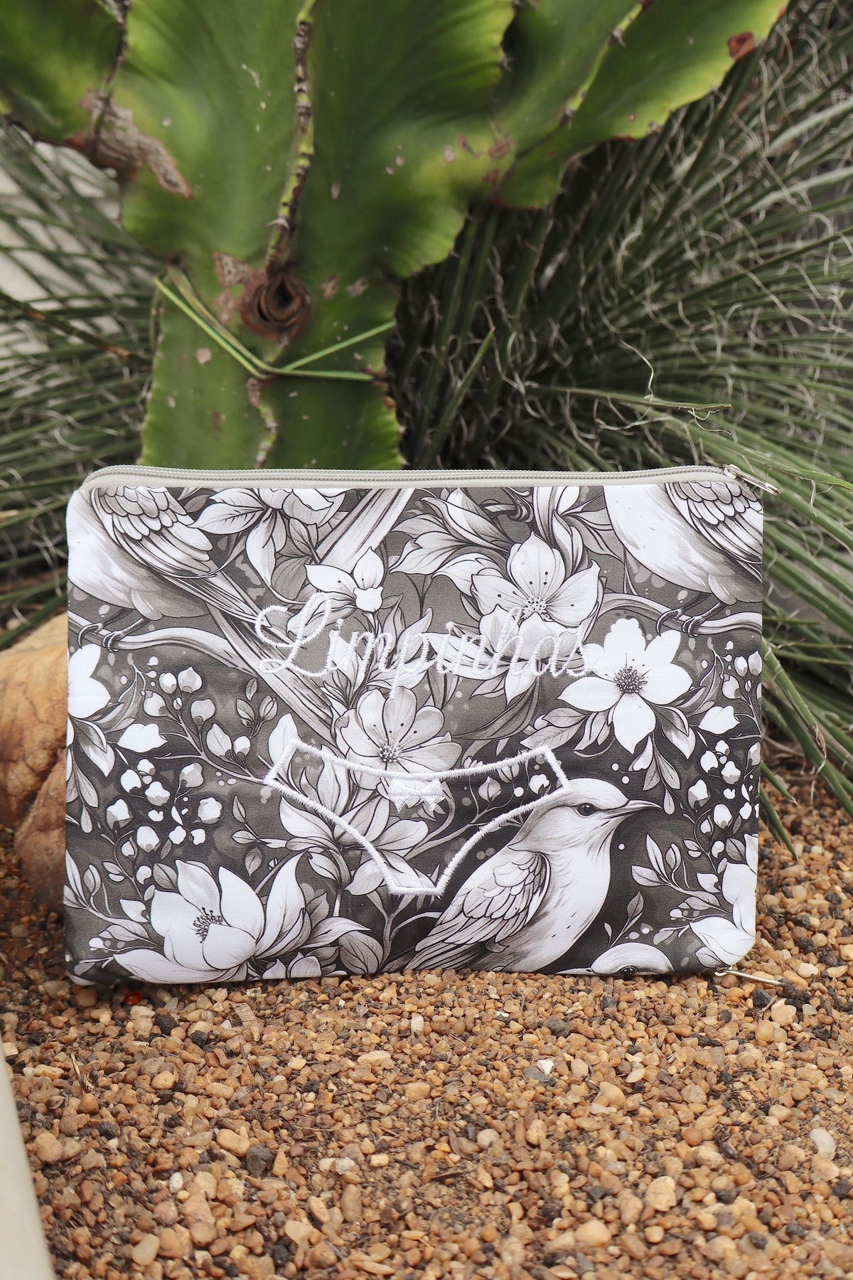 Necessaire Porta Calcinha Limpinha Sujinha P Flores P&B