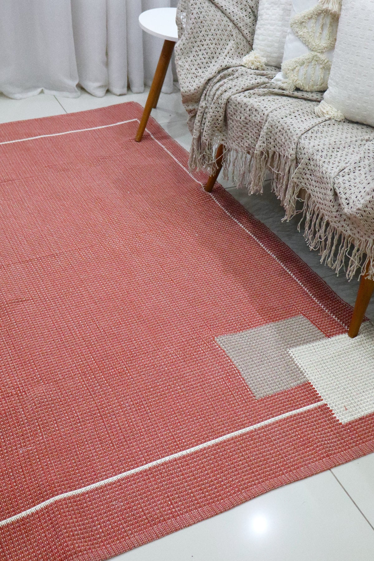 Tapete Linha Trabalhado Moldura Terracota 1,50x2,00m