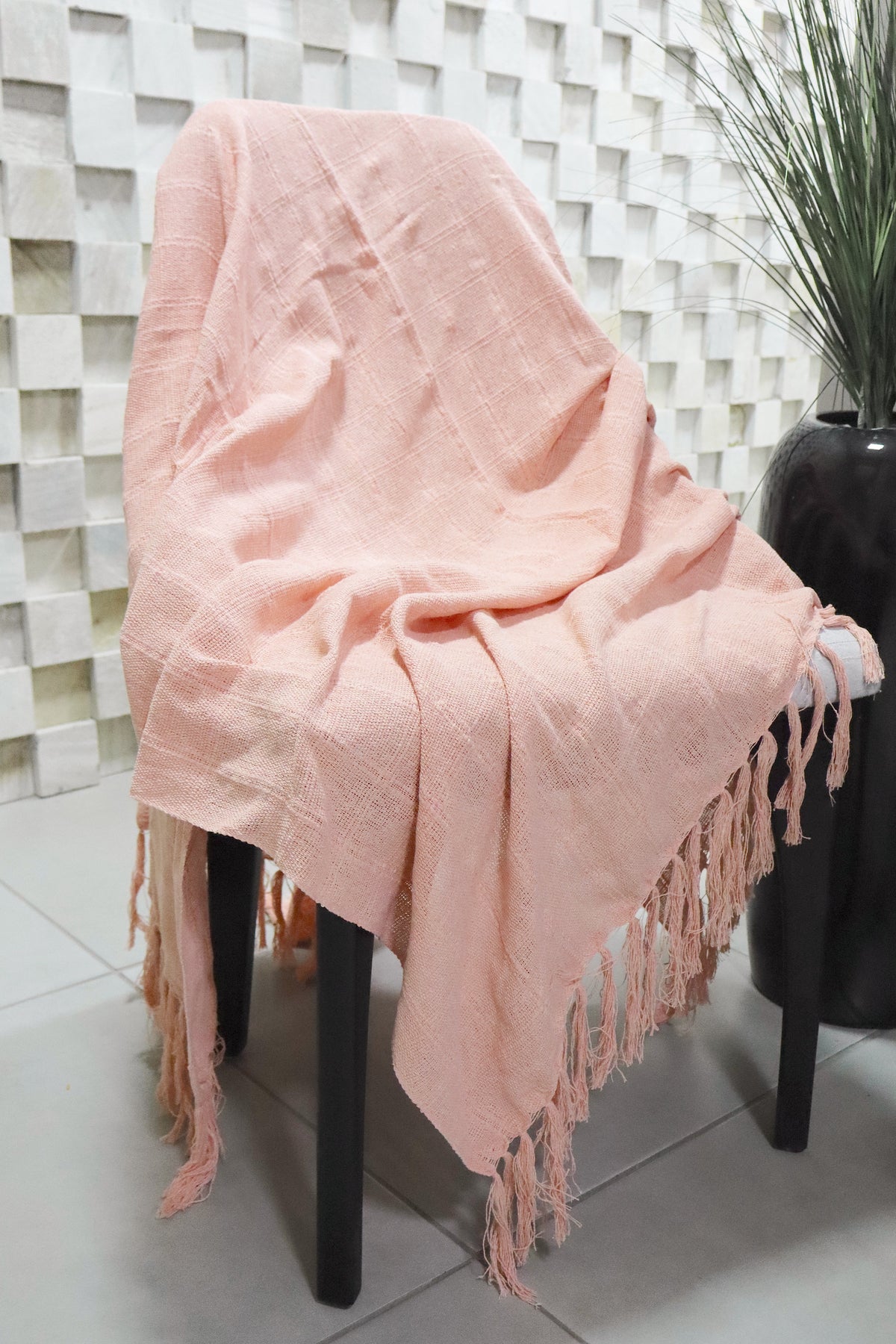Manta para Sofá Algodão Salmão 1,20mx1,80m