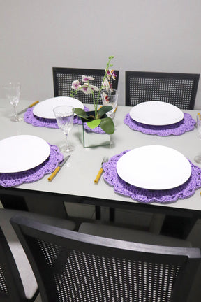 Sousplat de Crochê em Malha Lilás Kit com 4