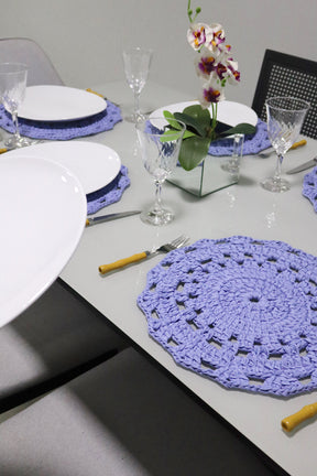 Sousplat de Crochê em Malha Lilás Kit com 6