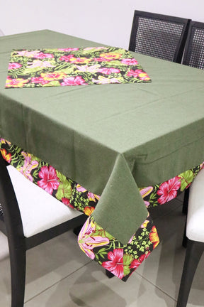 Toalha De Mesa Chita com Composê Verde e Preta 1,5mx3,0m