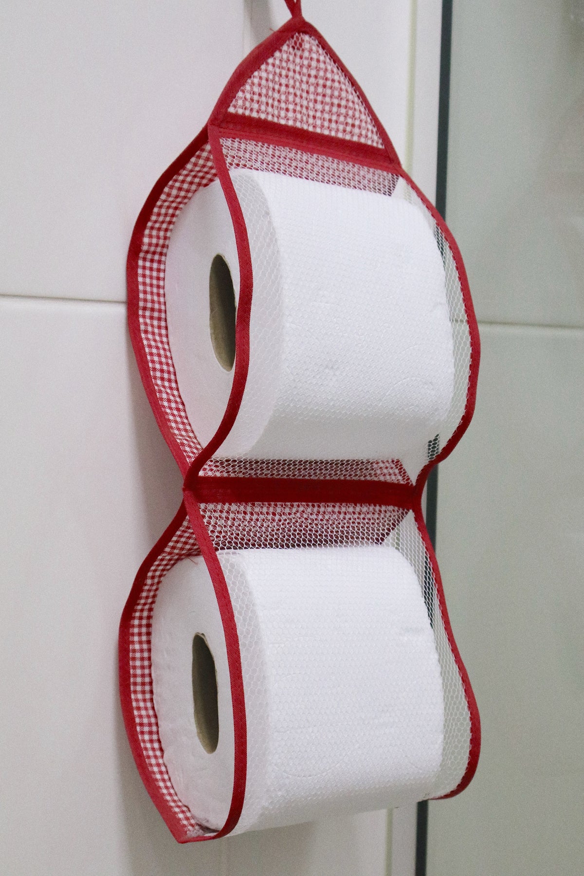 Porta Papel Higiênico 2 Lugares Tule Vermelho