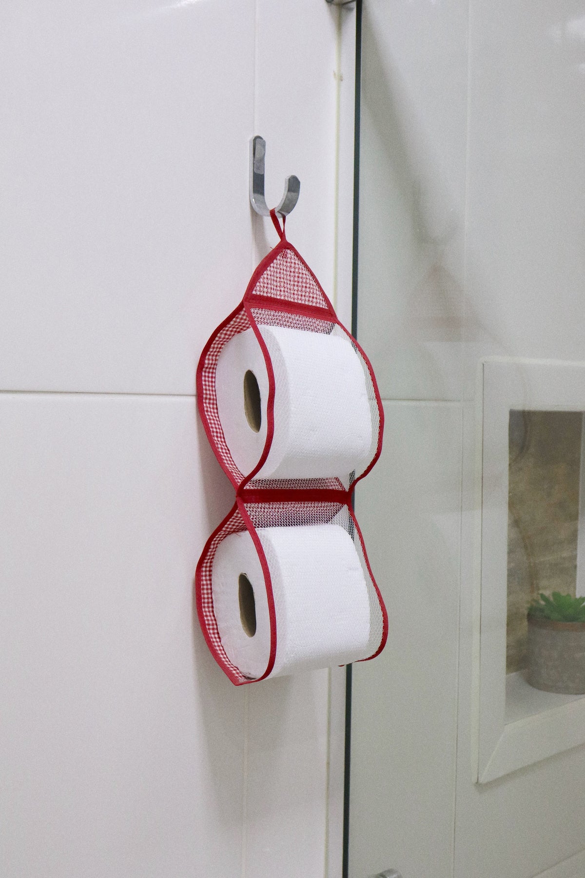Porta Papel Higiênico 2 Lugares Tule Vermelho