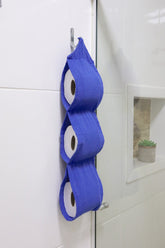Porta Papel Higiênico 3 Lugares Algodão Azul