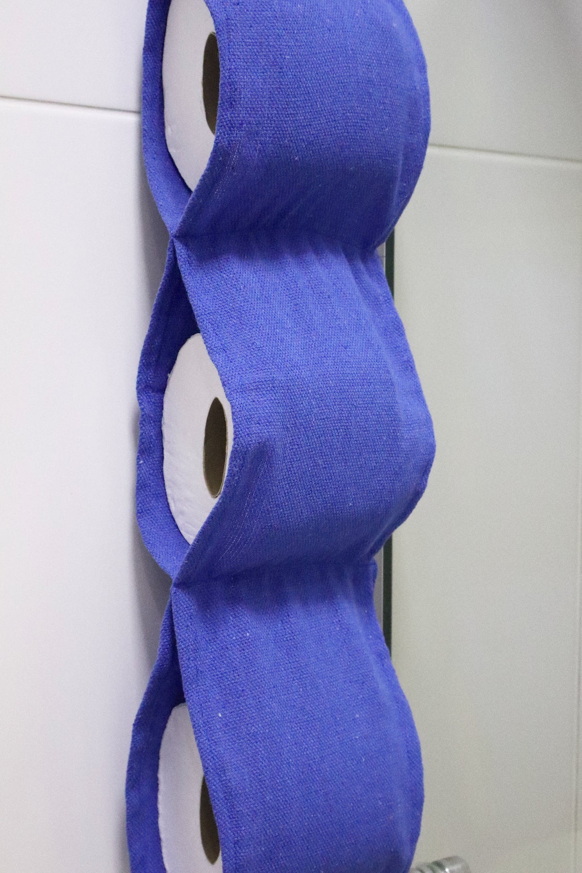 Porta Papel Higiênico 3 Lugares Algodão Azul