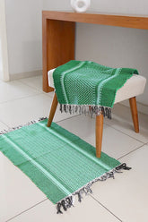 Par de Tapete de Malha Moldura Verde
