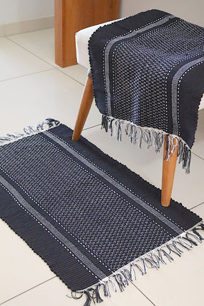 Par de Tapete de Malha Moldura Preto