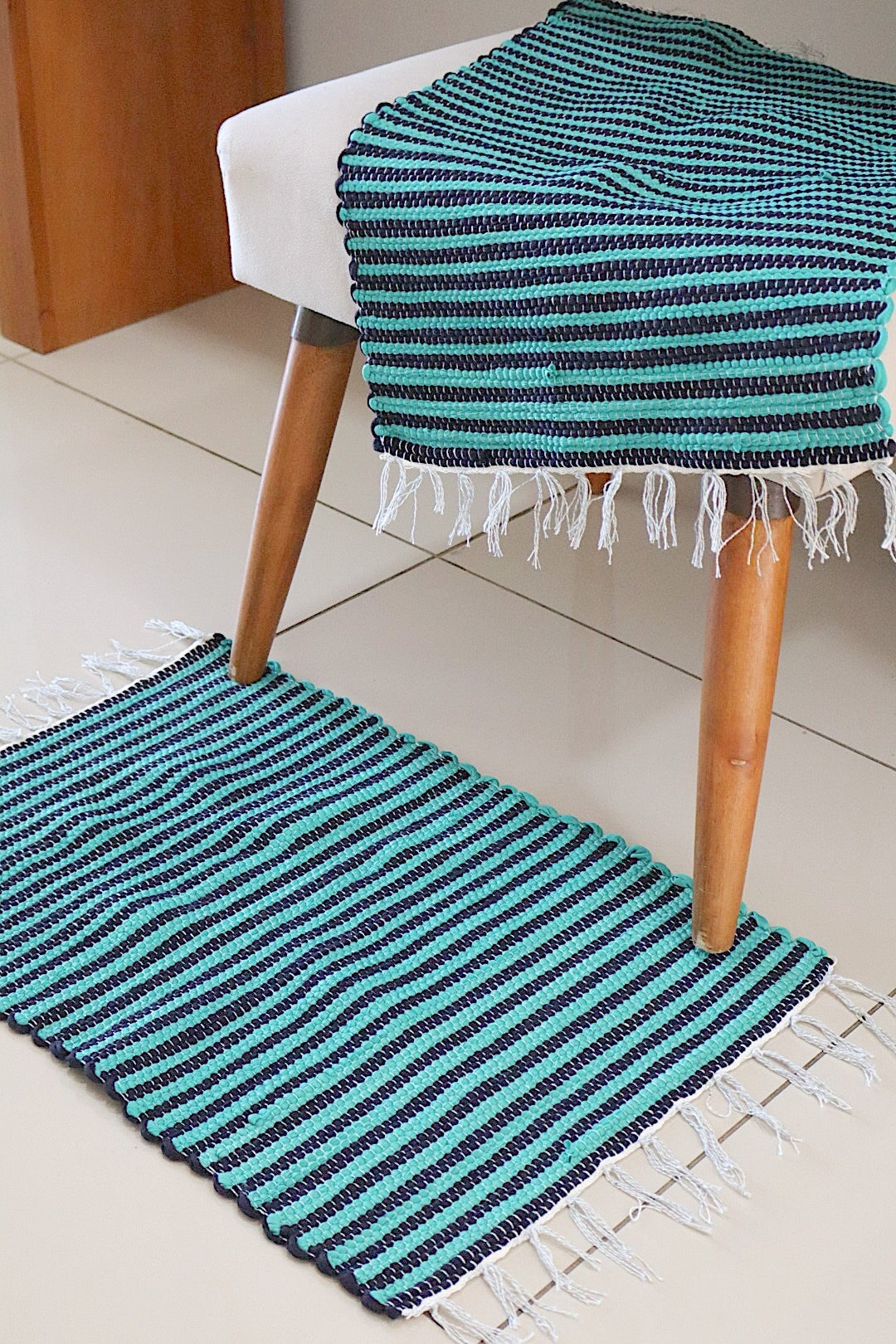Par de Tapete Zebrinha Mini Azul